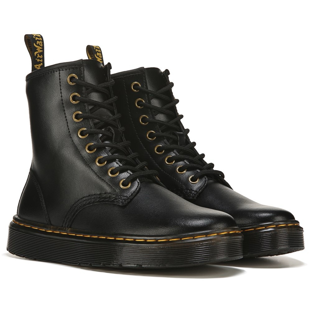 Dr. Martens Zavala Black Leather Combat Boots Us Women 5 Grunge Punk Edgy Nwob